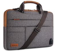 DOMISO - Funda impermeable para ordenador portátil (12,5 a 13 pulgadas, con puerto de cargador USB externo, bandolera, para tableta, MacBook Pro, 12,9 pulgadas, iPad Pro, Lenovo/HP, color marrón