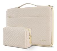 DOMISO Funda para portátil de 15,6 Pulgadas,Impermeable Bolsa de Transporte para Ordenador con Cremallera Dorada para 15,6" Notebook Ideapad HP DELL con paquete de accesorios,Beige