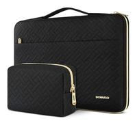 DOMISO Funda para portátil de 16 Pulgadas,Impermeable Bolsa de Transporte para Ordenador con Cremallera Dorada para 16" Notebook Ideapad HP DELL MSI con Paquete de Accesorios,Negro