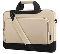 DOMISO Funda Portátil 15-15,6 Pulgadas Maletín Bandolera Gran Capacidad Compatible con Dell HP Lenovo ASUS Acer,Beige