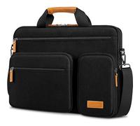 DOMISO Maletín para portátil de negocios de 17 pulgadas, resistente al agua, para hombre y mujer, bolso de hombro, para ordenador portátil de 17 a 17,3 pulgadas, Dell/Acer, Asus, HP/MSI, negro+marrón
