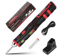 Domisyee Kit de soldador inalámbrico con luz LED, 11 W, 1800 mAh, hasta 480 °C, calentamiento rápido, incluye soporte, estaño y puntas, ideal para principiantes y profesionales