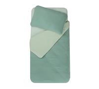 DOMIVA - Juego de edredón de 100 x 140 cm, Funda de 40 x 60 cm, Color Verde y Gris