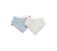 Domiva - Lote de 2 baberos BANDANA musseline, color azul vintage, rayas de gas de algodón