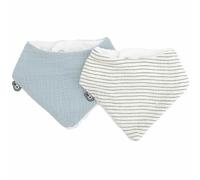 Domiva - Lote de 2 baberos BANDANA musseline, color azul vintage, rayas de gas de algodón