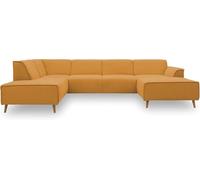 DOMO. collection Jules - Sofá escandinavo con núcleo de muelles, Color Amarillo, 159 x 333 x 191 cm, Chaise Lounge Izquierda