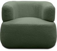 DOMO. collection Sessel Molina, moderner Polstersessel aus Teddy-Stoff mit Armlehnen und runden Ecken, Einzelsessel, Garnitur 90 x 86 x 71 cm (BxTxH), dunkelgrün