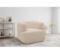 DOMO. collection Sessel Molina, moderner Polstersessel aus Teddy-Stoff mit Armlehnen und runden Ecken, Einzelsessel, Garnitur 90 x 86 x 71 cm (BxTxH), Creme