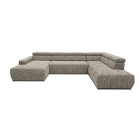 DOMO. collection Sofa Brandon, Wohnlandschaft mit Rückenfunktion in U-Form, Polsterecke, Eckgarnitur, Polstergarnitur 359 x 228 x 80 cm (BxTxH), weiß-Grau