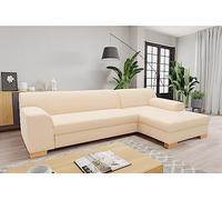 DOMO. collection Sofá Cama esquinero Tinos pequeño en Forma de L, sofá esquinero con función de Dormir, sofá esquinero Acolchado, 273 x 157 x 74 cm, Color Beige