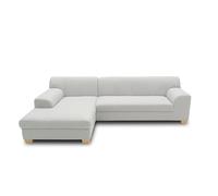DOMO. collection Sofá Cama esquinero Tinos pequeño en Forma de L, sofá esquinero con función de Dormir, sofá esquinero Acolchado, 273 x 157 x 74 cm (Ancho x Profundidad x Alto), Color Plateado