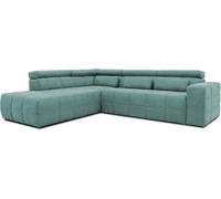 Domo. Collection Sofá esquinero Brandon con Respaldo en Forma de L, esquinero Acolchado, esquinero otomano Izquierdo, 275 x 228 x 98 cm, Color Menta