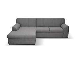 DOMO. collection Sofá esquinero con Forma de L con función de Dormir, Moderno sofá de Esquina, sofá Cama, 245 x 155 x 78 cm, Color Gris