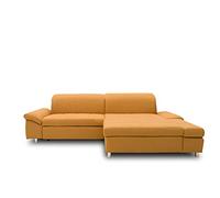 DOMO Collection Sofá esquinero Mika en Forma de L, sofá esquinero con Respaldo y reposabrazos, Esquina tapizada, 260 x 178 x 80 cm, Color Amarillo