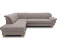 DOMO. collection Sofá esquinero Panama clásico en forma de L a la derecha, esquina esquinera, sofá esquinero con función de dormir 254 x 186 x 80 cm (ancho x profundidad x alto), color topo