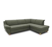 DOMO. collection Sofá esquinero Panama clásico en Forma de L, sofá esquinero, sofá esquinero con función de Dormir 254 x 186 cm, Color Verde