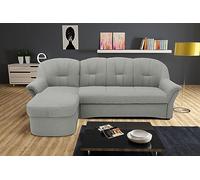 DOMO. collection Sofá esquinero Puno pequeño en Forma de L con Silla Larga, sofá tapizado, sofá esquinero, 233 x 142 x 84 cm (Ancho x Profundidad x Alto), Color Plateado
