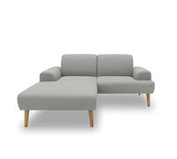 DOMO Collection Sofá esquinero Salinas pequeño con núcleo de muelles en Forma de L, Moderno sofá con Patas de Madera y Aspecto Flotante, sofá esquinero, Esquina Acolchada, 217 x 176 x 83 cm, Plateado