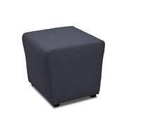 DOMO Collection - Taburete, Taburete, Asiento de Cubo, Reposapiés. Tela Metal Madera, Azul Oscuro, 46 x 46 x 43 cm