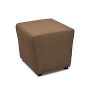 DOMO Collection - Taburete, Taburete, Asiento de Cubo, Reposapiés. Tela Metal Madera, marrón Claro, 46 x 46 x 43 cm