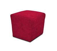 DOMO Collection - Taburete, Taburete, Asiento de Cubo, Reposapiés. Tela Metal Madera, Rojo, 46 x 46 x 43 cm
