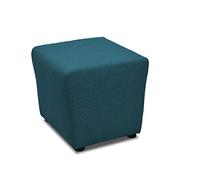 DOMO Collection - Taburete, Taburete, Asiento de Cubo, Reposapiés. Tela Metal Madera, Turquesa, 46 x 46 x 43 cm