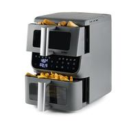 DOMO DO550FR Freidora de aire caliente - Doble compartimento vertical - 10L - Tecnología de circulación de aire múltiple - Ahorro de espacio 30% - Pantalla táctil LED con ventana - 2500W - Gris