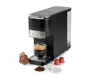 DOMO DO748K Máquina de café de cápsulas 4 en 1 - Cafetera espresso y capuchino para Nespresso, Dolce Gusto, ESE y café molido - Control táctil - Cuchara dosificadora con tamper