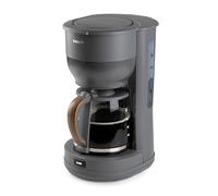 DOMO DO754K Cafetera eléctrica con filtro - 10 tazas - 1,25 L - Placa calefactora - Sistema antigoteo - Cafetera con filtro de papel - Gris mate con diseño de madera