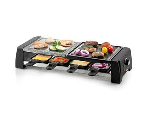 DOMO DO9190G - Parrilla de piedra para raclette, incluye sartén y espátula de madera, 8 P, 1200 W