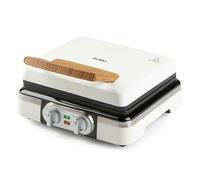 DOMO DO9280W - Aparato de gofres para 2 gofres XL - PFAS FREE - Diseño de madera de lujo - Termostato ajustable - Patas antideslizantes - Con temporizador integrado - 1520 W - Blanco polvoreado