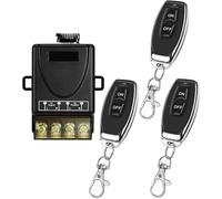 DOMO-MATIC Interruptor de Control Remoto Inalámbrico 433MHz, AC 85V-250V, Receptor de Relé con Transmisor, ON/OFF, 10A, para Luces y Electrodomésticos (1 Receptor con 3 transmisores)