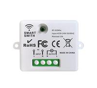 DOMO-MATIC Interruptor de Luz Inalámbrico con Receptor de Relé 10A, RF 433MHz, Negro, Fácil Instalación, para Luces hasta 1500W (1 Receptor)