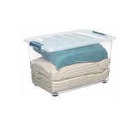 DOMO PACK LIVING CAJA KATLA TRANSPARENTE 57L CON RUEDAS Y ASAS ERGONOMICAS 59X39X36,5CM