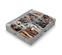 DOMO PAK LIVING Custodia per Scarpe Stone Funda Zapatos 12 Compartimentos, Polipropileno Polietileno, Gris, 76x60x15 cm