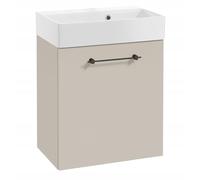 DomoDomo - Armario para debajo del lavabo de 60 cm de ancho para colgar - Armario de baño de cachemira mate - con lavabo de cierre suave - Mueble de baño para baño pequeño, mango negro