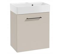 DomoDomo - Armario para debajo del lavabo de 60 cm de ancho para colgar - Armario de baño de cachemira mate - Armario de baño con lavabo - Cierre suave, diseño moderno