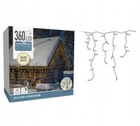 DomoDomo - Cortina de luces LED exterior 12 m 360 LED blanco cálido IP44 8 modos temporizador cable transparente