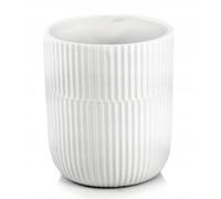 DomoDomo - Cubierta redonda clásica de cerámica acanalada para macetas, color blanco mate, 13 cm