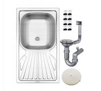 DomoDomo Fregadero empotrable de 1 cámara con escurridor y sifón, acabado satinado, 760 x 435 x 150 mm, incluye accesorios de montaje