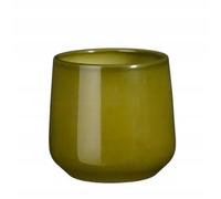 DomoDomo - Funda de cerámica para maceta, 14 cm, color verde, 1 unidad.