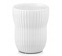 DomoDomo - Funda redonda de cerámica blanca acanalada de 13 cm