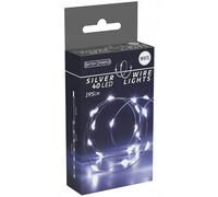 DomoDomo Guirnalda de luces LED de 195 cm, luz blanca fría, 40 ledes, funciona con pilas, guirnalda de alambre flexible