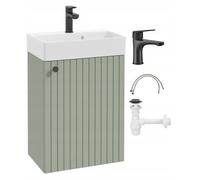 DomoDomo - Lavabo con armario de 50 cm colgante - Juego de lavabo compacto - Juego de muebles de baño moderno con lavabo - Lavabo de invitados con armario bajo pequeño