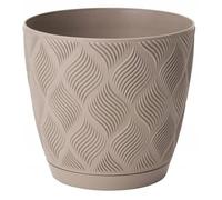 DomoDomo - Maceta de plástico beige ECO con platillo de 13,7 x 14,8 cm Flow Petit