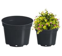 DomoDomo Maceta de plástico de 10 L, 28 cm, color negro, con agujeros, resistente a los rayos UV, reduce el crecimiento de malas hierbas