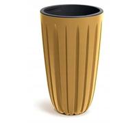 DomoDomo - Macetero de plástico acanalado alto amarillo mostaza 29 cm Wario