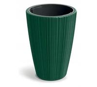 DomoDomo - Macetero de plástico acanalado con inserto alto verde 29,8 cm ORO