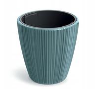 DomoDomo - Macetero de plástico acanalado con inserto azul, 29,9 cm, ORO