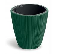 DomoDomo - Macetero de plástico acanalado con inserto verde, 34,9 cm ORO
